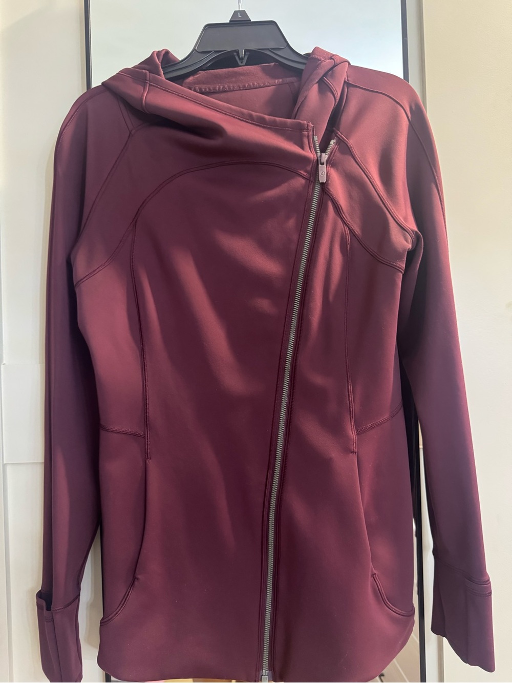 lululemon athletica Burgundy Asymmetrical Zip Hooded Jacket